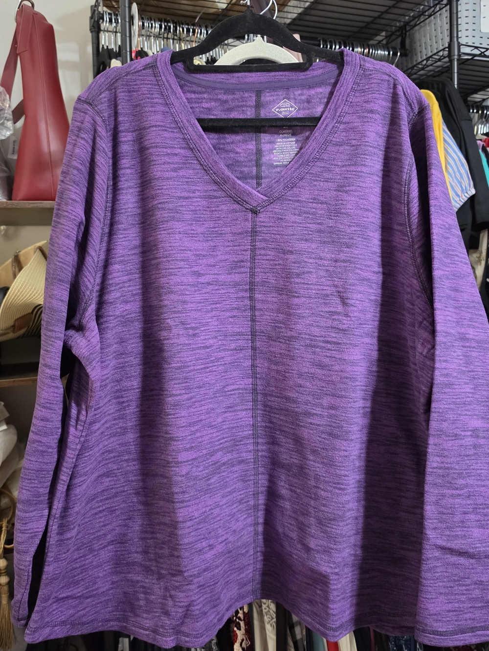 Purple Heathered V-Neck Pullover Sweatshirt